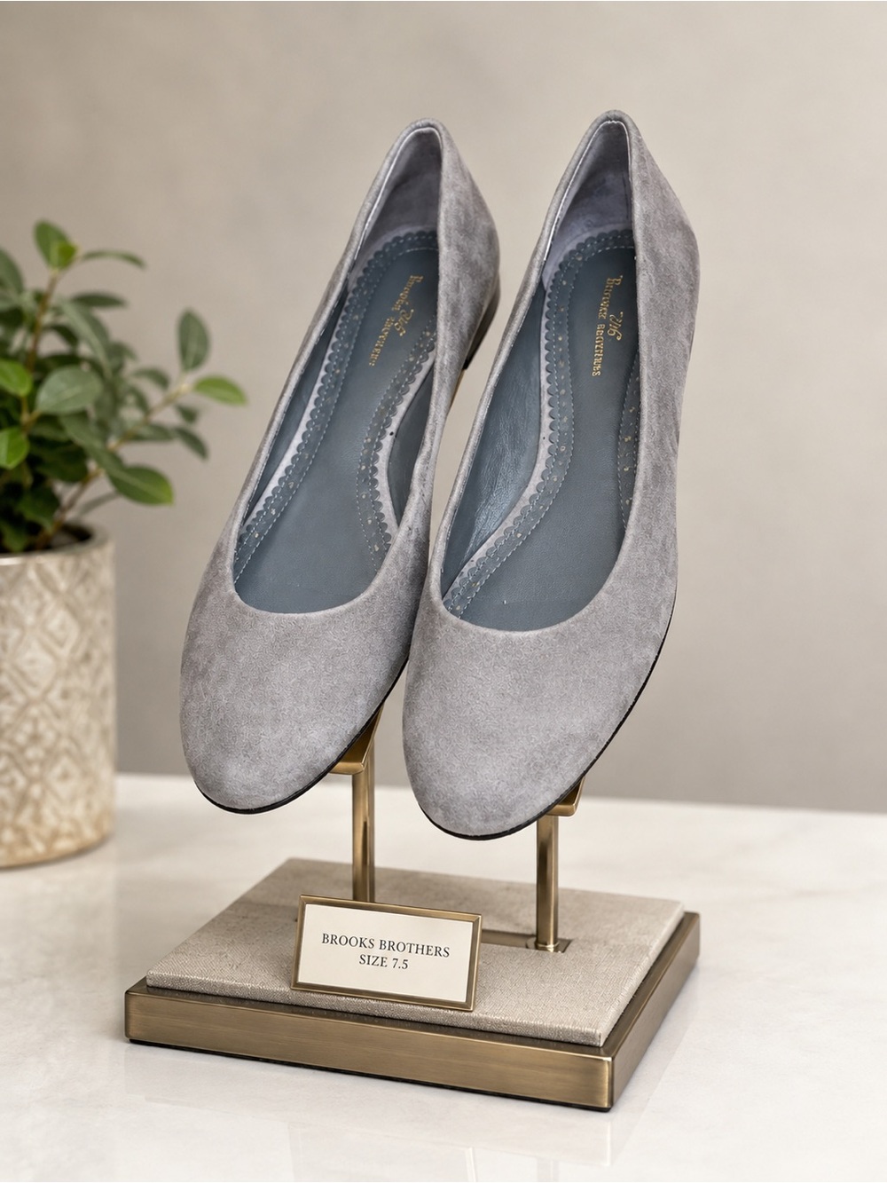 Brooks Brothers Light Gray Suede Women's Ballet Flats